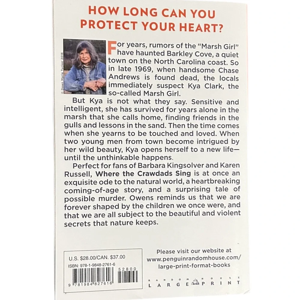 Paperback Book..Where the Crawdads Sing In Large Print